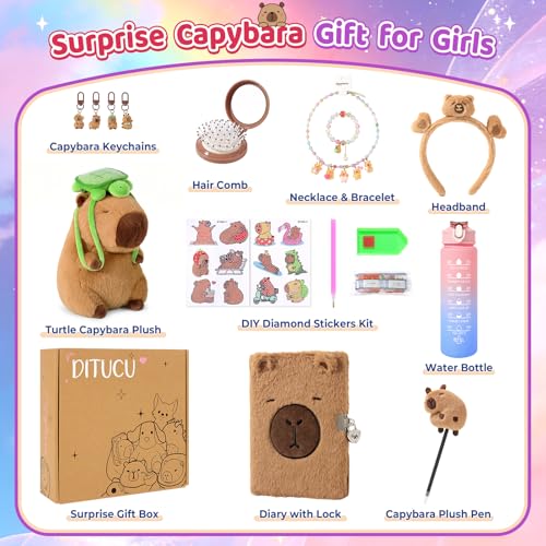 50% off Capybara Plush Gift Set for Girls with Stickers & Water Bottle - Image 2
