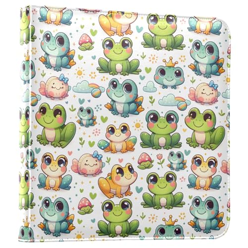 JIPONI Cartoon Frog Large Photo Album, DIY Leather Cover Scrapbook Albums for 4x6 5x7 6x8 Pictures, Self Adhesive Memory Book for Wedding, Baby, Family