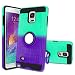 Atump Galaxy Note 4 Case, Note 4 Phone Case with HD Screen Protector, 360 Degree Rotating Ring Holder Kickstand Bracket Cover Phone Case for Samsung Galaxy Note 4 Mint/Purple