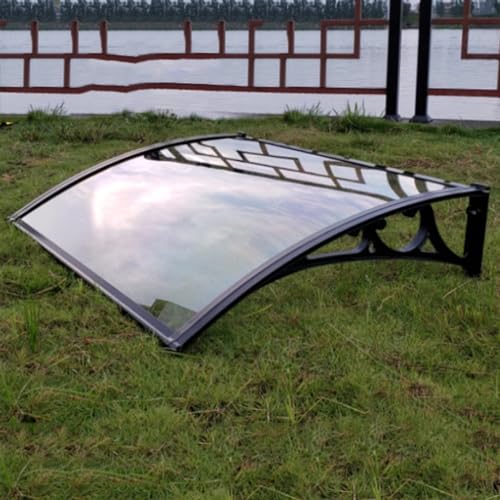 Abri de toit avec support en acier noir 150cm et panneau polycarbonate transparent
