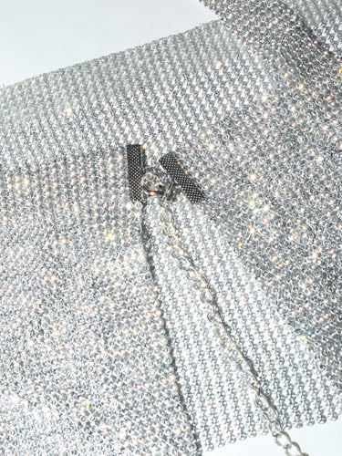 Women Rhinestones Tank Top, Sparkly Deep V Backless Top Hanging Neck Metal Chain, Sleeveless Club Party Clubwear4