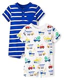 The Children's Place,Baby Boys,and Newborn Short Sleeve Romper,Construction Trucks 2-Pack,18 Months,24 Months