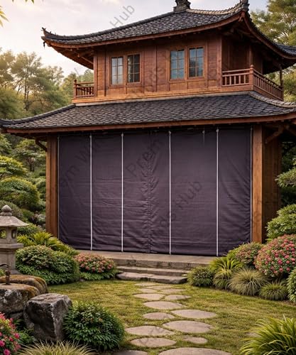 Image of Waterproof Bamboo Curtains for Balcony Roller Rollup Blinds Bamboo Chick Curtain, Rain, Sunlight Solution, Cold Air Protection, Window,Door (Color-Brown,3ft x 9ft (W x H)