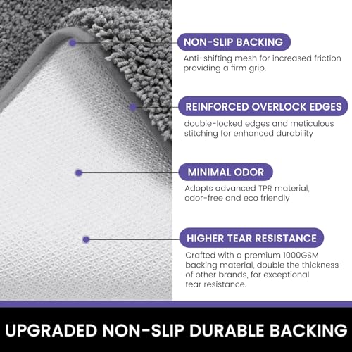 Oiilores Schmutzfangmatte für den Innenbereich, 60 x 90 cm, rutschfest, waschbar, Fußmatten für den Eingangsbereich, super saugfähige Hundematten für schlammige Pfoten, Grau
