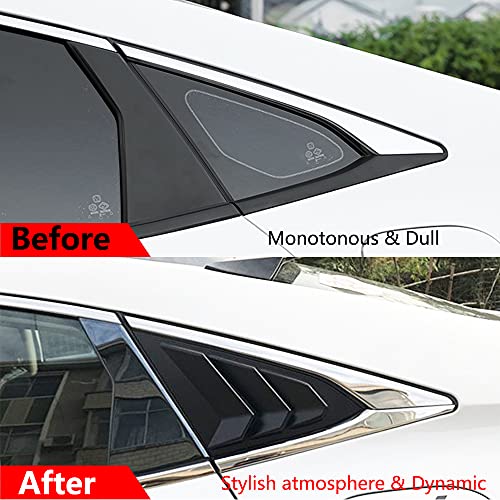 Htracing For 10Th Gen Civic Sedan Rear Side Window Louvers Air Vent Scoop Shades Cover Blinds Racing Style Compatible With Civic Sedan 2021 2020 2019 2018 2017 2016 (Matte Black) #TOP3