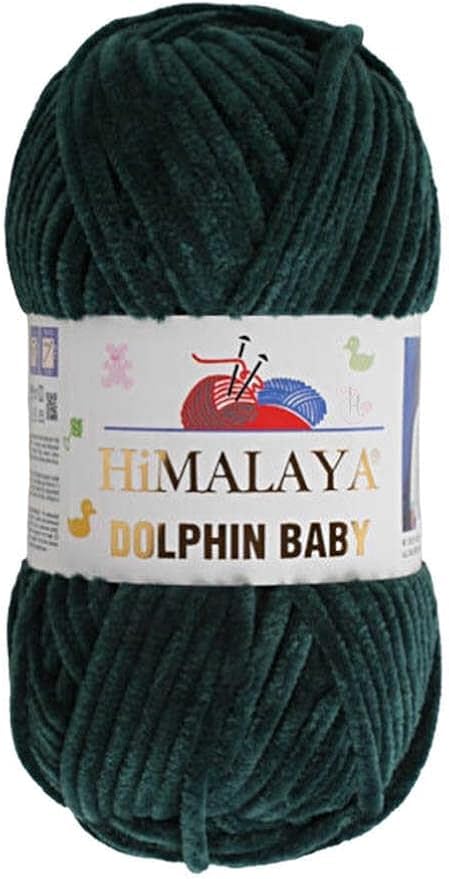 Himalaya Dolphin Baby Yarn Each Skein 100gr 120m Super Bulky Yarn for Knitting&Crocheting Ideal for Cardigans Shawls Blankets Hats and Home Textiles (1, 80362 Dark Green)