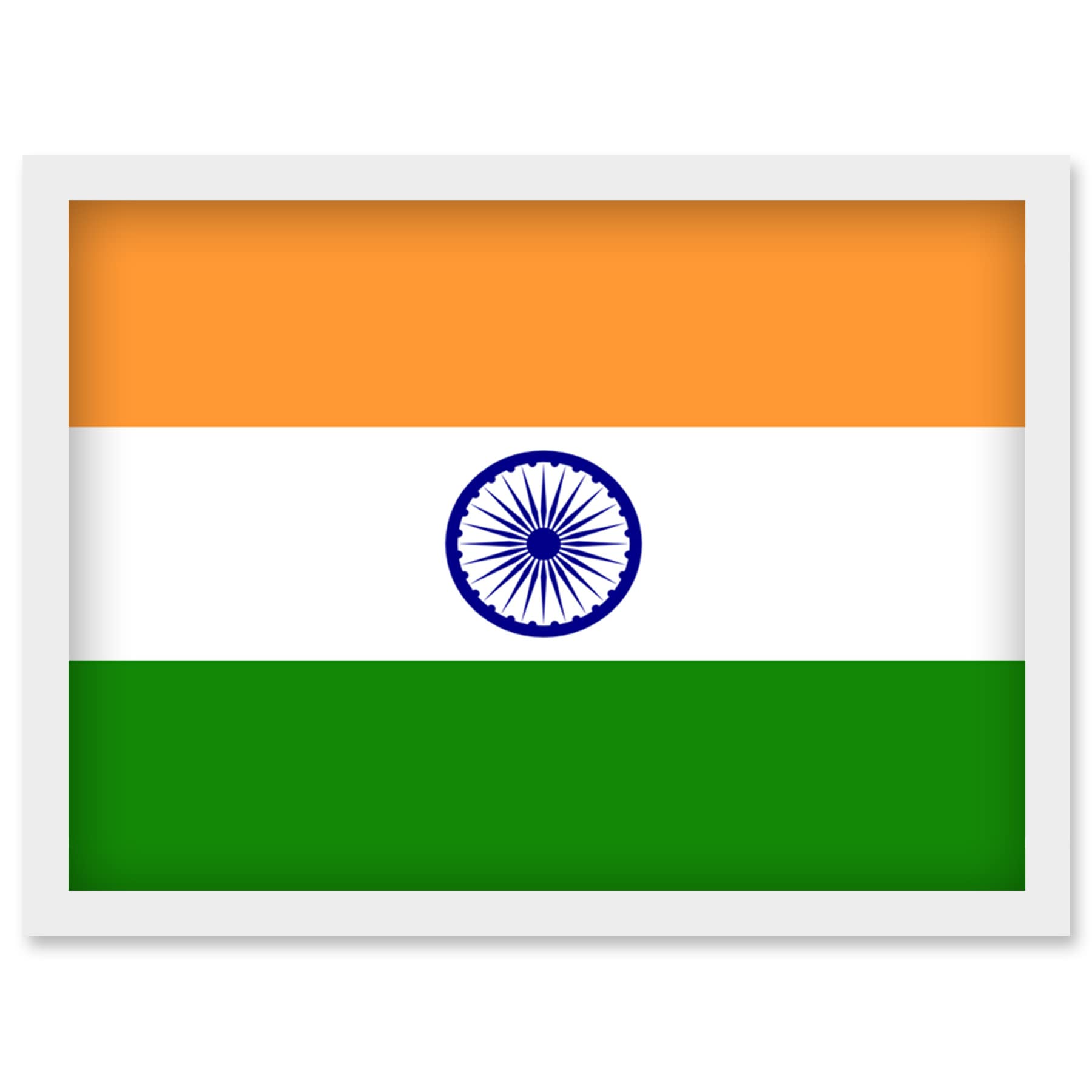 Artery8 India National Flag Patriotic Vexillology World Flags Country Region Poster Artwork Framed Wall Art Print A4