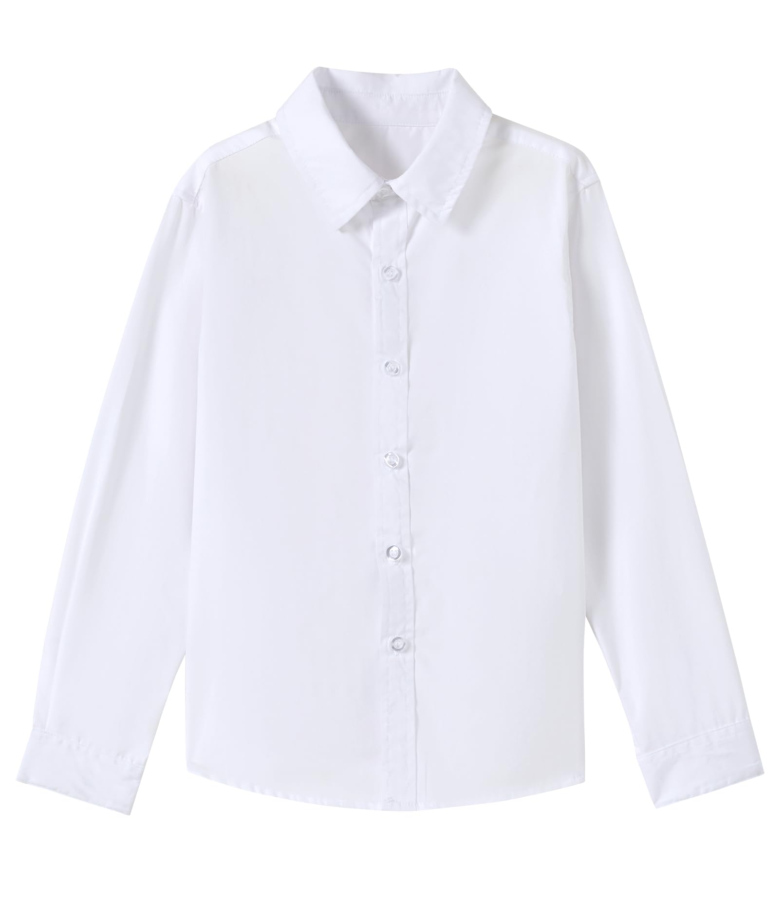 SOLOCOTE Boys White Button Down Dress Shirt Classic Long Sleeve Formal Collared School Uniform Tops for Kids