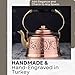 DEMMEX Heavy Gauge 1mm Thick Engraved Solid Copper Tea Pot Kettle Stovetop Teapot, Handmade (1.6-Quarts - Engraved)