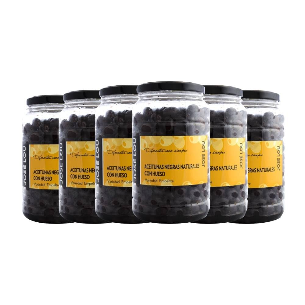Aceitunas negras naturales con hueso José Lou 900 g pack de 6