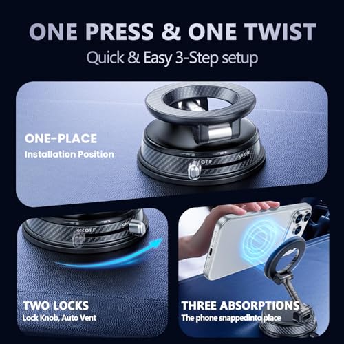 Image of 360 Adjustable Magnetic Phone Holder for ,iPhone 17 Pro Max, 16, 15, 14, 13, 12, Air Plus & More | Ideal for Cars, Kitchens, Bedrooms, Gyms & Other Locations | Secure, Versatile & Convenient