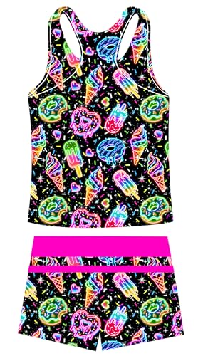 Image of UNIFACO Girls Swimsuits Two Piece Tankini Bathing Suits Boyshort Summer Beach Rash Guard Swimwear for 4-13T