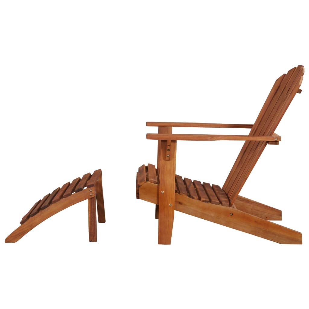 Adirondack - Poltrona da giardino in legno massello di acacia con poggiapiedi, ergonomica, trattata a olio, resistente alle intemperie e facile da pulire, facile da montare