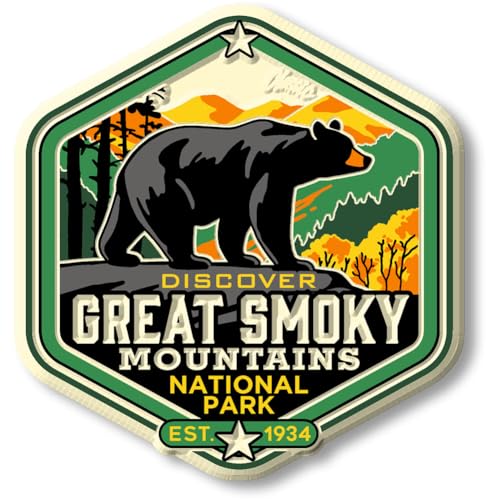 Imán vintage Great Smoky Mountains 7.37cm x 7.62cm blanco