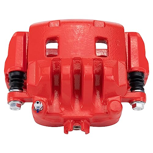 Image of TRQ Front Right Brake Caliper w /Bracket Performance Red Passenger Side | For 2003-2006 Subaru Baja 2003-2010 Forester 2003-2005 Impreza 2002-2012 Legacy Outback