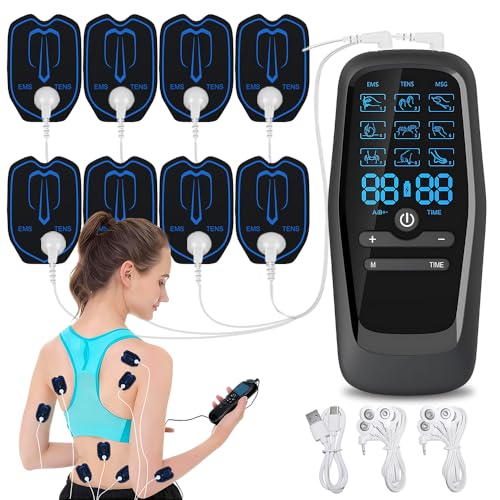 TENS/EMS/Mass Gerät Schmerztherapie ADDLIVE Perioden Simulator Wehen Simulator Vagusnervstimulation Gerät mit 8 Tens Elektroden Pads für Bein Rücken Schulter Nacken 9 Modi und 30 Intensitäten