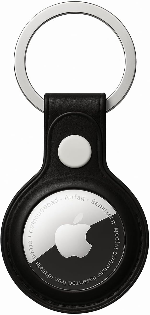Leather AirTag Keyring Case For Apple Airtag Holder Protective Leather Case Tracker Cover with Holder Airtag Key Ring Compatible with Apple New AirTag Dog Collar