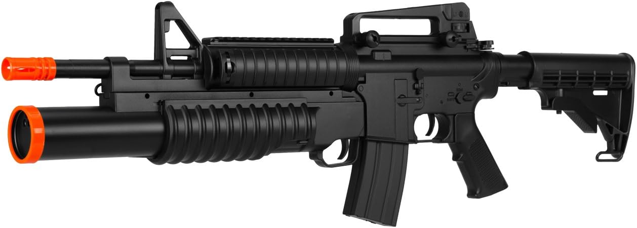 320 FPS AEG M4 Airsoft Rifle Electric Gun w/Triple Shot Launcher & Hi Capacity Magazine
