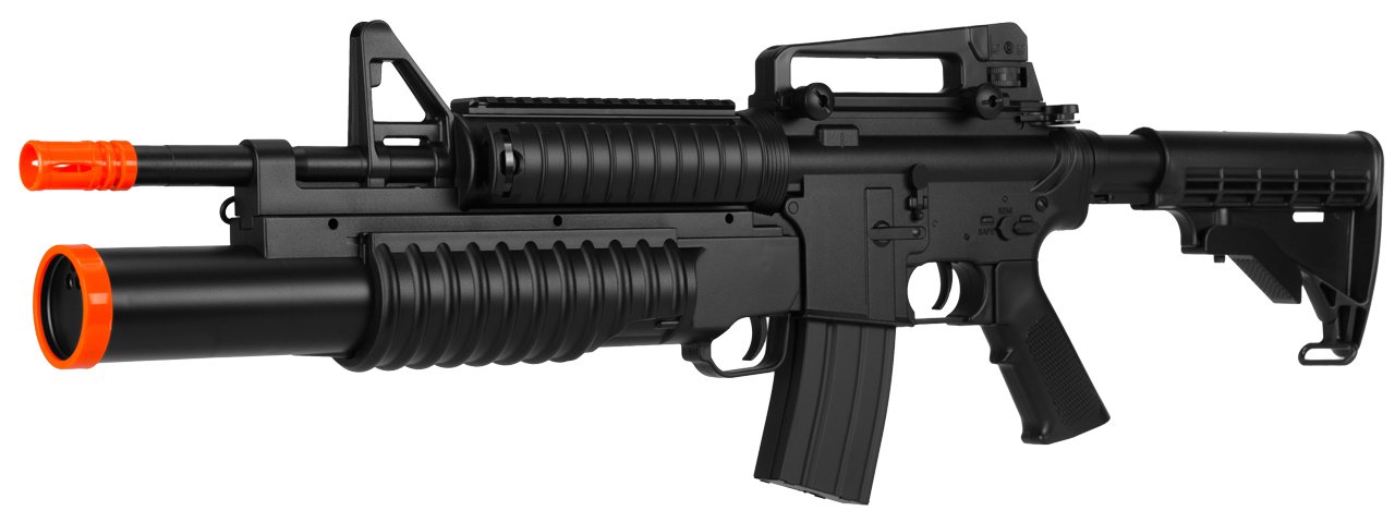 320 FPS AEG M4 Airsoft Rifle Electric Gun w/Triple Shot Launcher & Hi Capacity Magazine