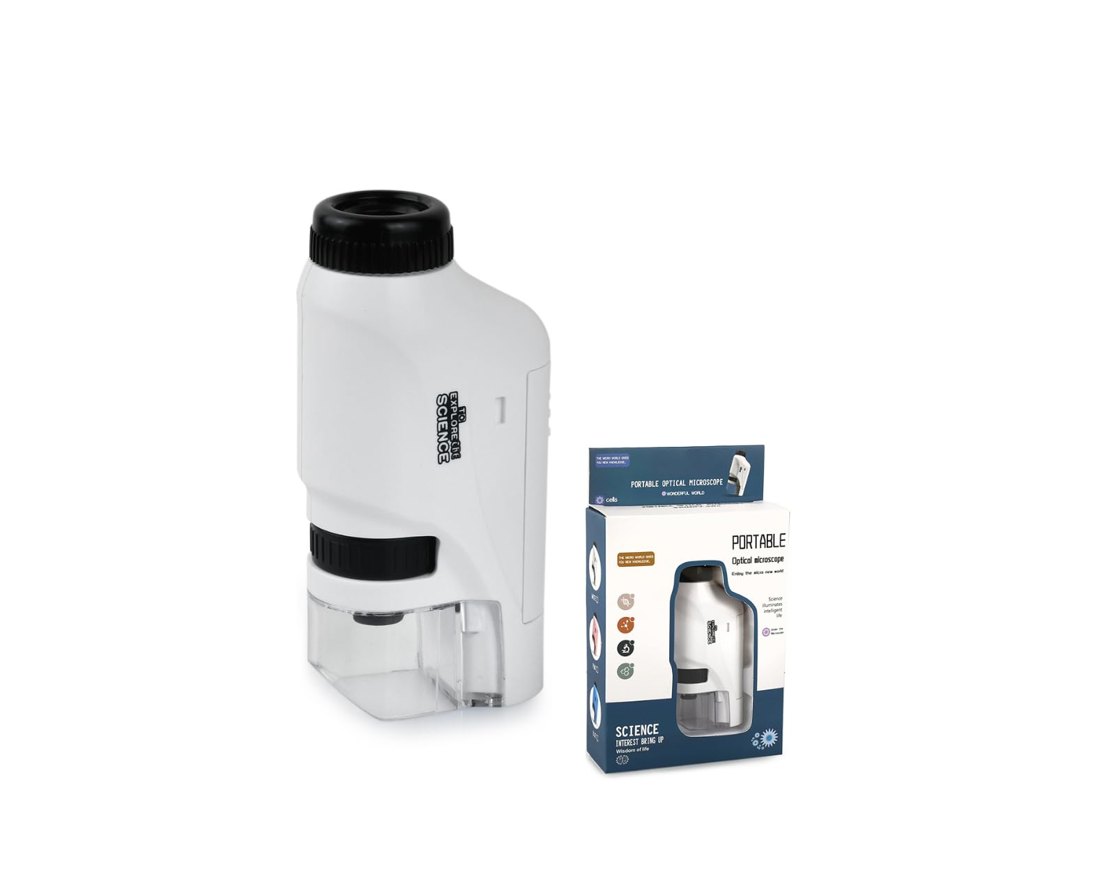 DS DISTINCTIVE STYLE Kids Microscope Handheld Portable Microscope for Kids 60X-120X Magnification Student Science Gifts, White