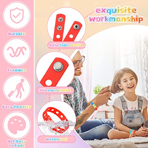 BBTO 100 Pcs Silicone Adjustable Rubber Wristbands Bulk Cute Colored Wristbands with Holes Swimming Identify Shoe Charms for Party Gift Birthday Decor, 10 Color3