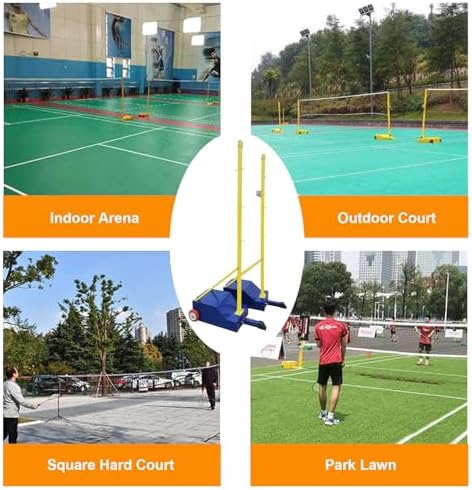 Backyard Volleyball & Badminton Net Set - 5ft High Freestanding Steel Frame with Wheels - Portable Sports Equipment for Beach, Driveway & Court - Ideal for Adults Training - Blue