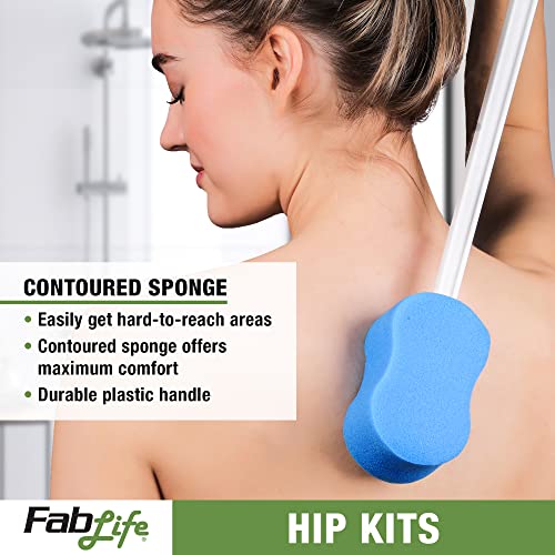 FabLife Hip Kit Daily Living Aids for Mobility, Hip Replacement Recovery, Knee and Back Surgery Includes Grabber Reacher, Bath Sponge Stick, Sock Aid, Shoehorn, Dressing Stick - Image 3