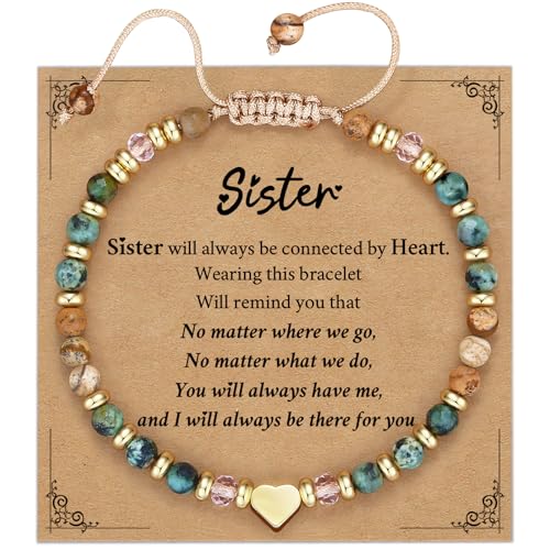 Idylane Sister Gift from Sister Happy Birthday Gifts for Women Best Friend Friendship BFF Bestie Bracelets Turquoise Bracelet Retirement Mom Gifts