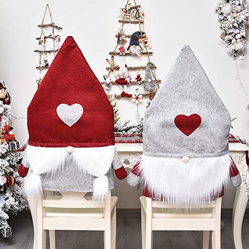 GutView Stuhlhussen Weihnachten, Weihnachtsmann Schneemann Rentier Stuhlbezug, Weihnachtsdeko für Stühle, Stuhlabdeckung im weihnachtlichen Design (83 x 48 cm (2PCS)) Cover