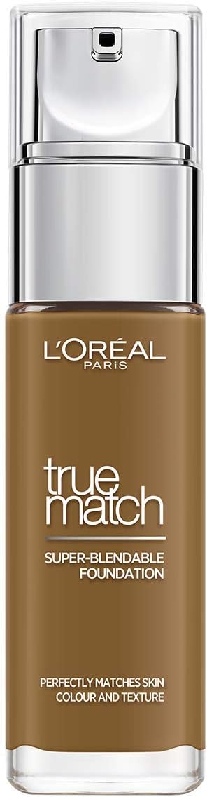 L'Oreal Paris True Match Liquid Foundation, Skincare Infused with Hyaluronic Acid, SPF 16, Available in 46 Shades, 9.5W Mahogany, 30 ml