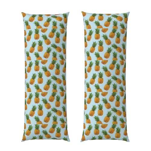 Ananas.] Housse de coussin de corps imprimée avec fermeture éclair, taie d'oreiller en polaire super douce et confortable