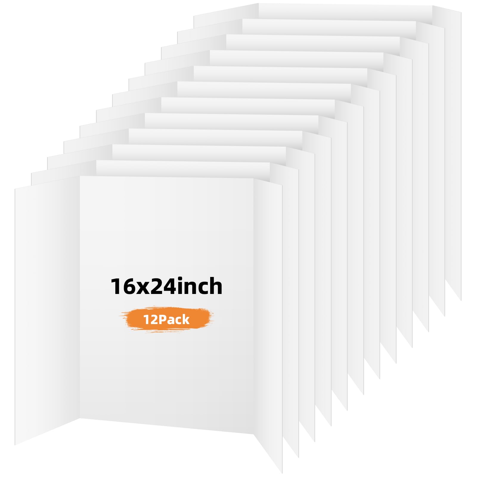 12 Pack Trifold Poster Board, 16x24 Inches White Presentation Board, Portable Display Board for Science Fair, School DIY Project and Business Exhibitions