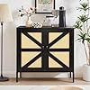 Buffet sideboard with handmade natural rattan doors rattan cabinet storage cabinet console table accent cabinet for dining room living room kitchen 315x 1496x 3189 inchesblack  urban country home decor