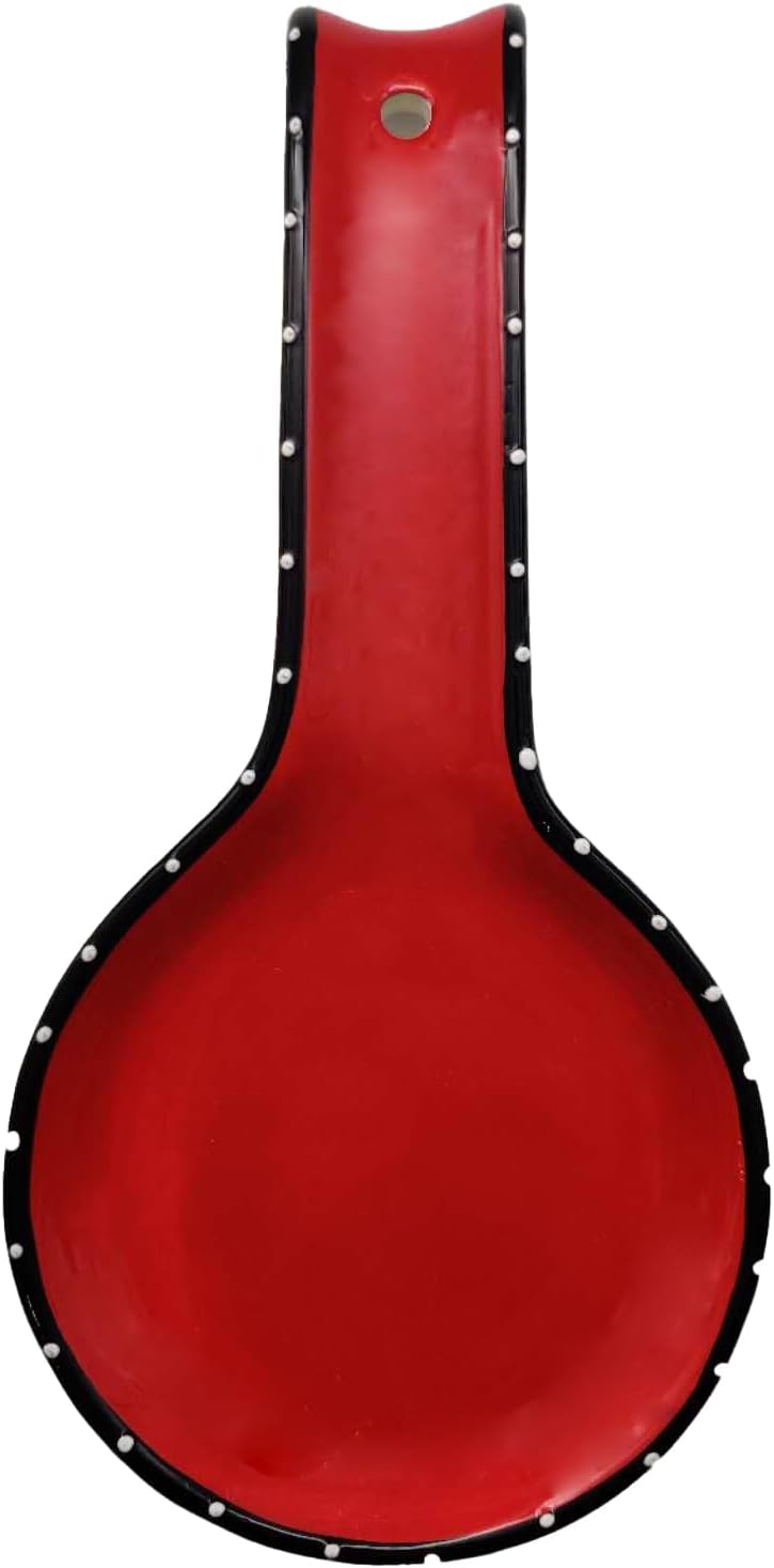 Tuscany Red Ruffle Hand Painted, Ceramic Spoon Rest, 85225 by ACK