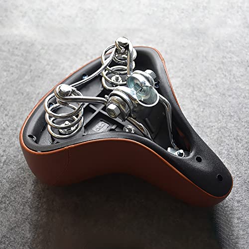 Selle De Vélo En Cuir Vintage Marron – Confortable, Absorbe Les Chocs, Pour Route Et VTT