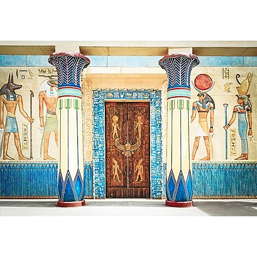 YongFoto 3x2m Vinyl Toile de Fond Ancien Egypte Scène Peintures murales Pharaon Temple...