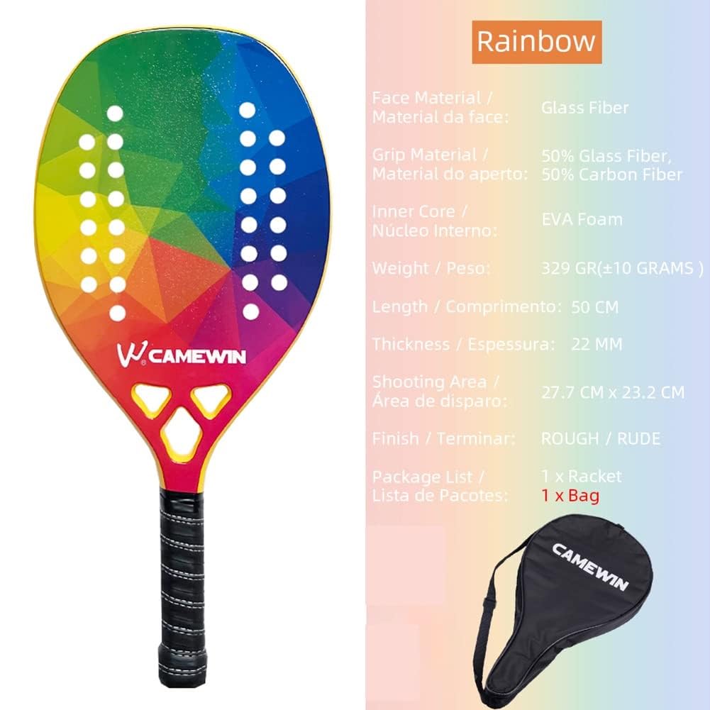 Racchetta da beach tennis, faccia in fibra di carbonio, morbida racchetta da tennis in EVA, racchetta da beach tennis professionale con borsa for il trasporto, attrezzatura sportiva da spiaggia (1 pez