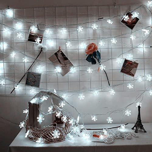 Christmas Lights, 40 LED Snowflake String Fairy Lights for Home, Party, Christmas, Wedding, Garden, Xmas Garden Patio Bedroom Decor Indoor Outdoor Celebration Lighting