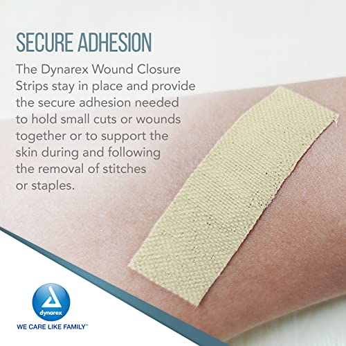 Dynarex Wound Closure Strips - Tiras de cierre estériles, soporte para cortes pequeños y piel con suturas, puntos y grapas, blancas, 1/4” x 1 1/2” - 1 caja de 200 tiras miniatura 5