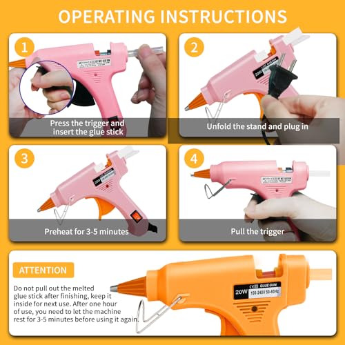 Image of Hot Glue Gun Kit with 30 Glue Sticks, 20W Mini Glue Gun Set (Yellow) | Fast Preheating, Compact, Hot Melt Glue Gun Ideal for School Classroom Crafts DIY Arts and Quick Home Repairs