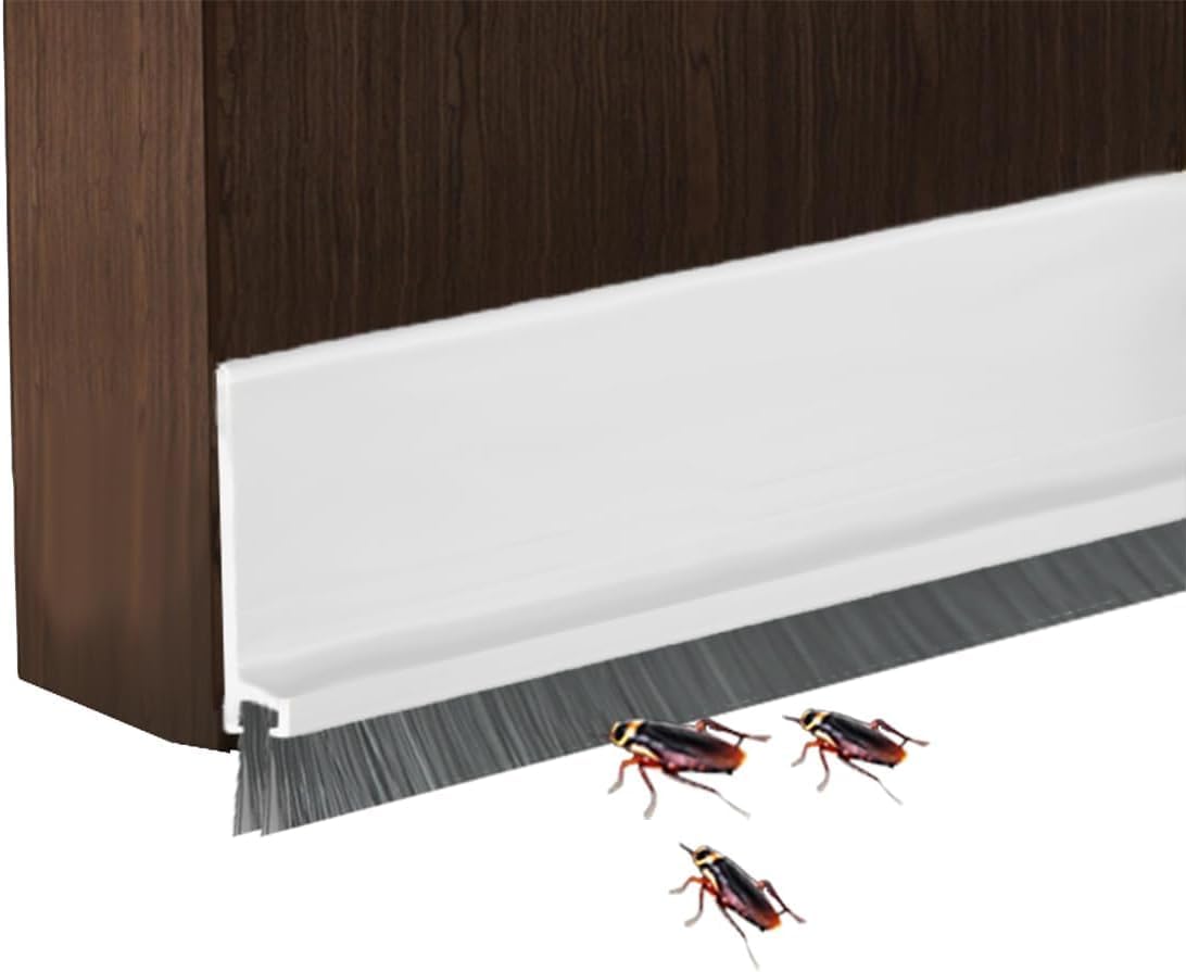 Door Draft Stopper with Brush Reduce Noise, 39" Rubber Door