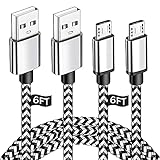 6FT 2Pack Micro USB Charging Braided Cable Fast Charger Cord Android Quick Charge for Kindle Fire 7 8 10 HD 8 10 Tablet Kids Edition Samsung Galaxy S6 S7 Edge J7 J3 Note 5 LG stylo 2/3 G3 G4 K20 K30