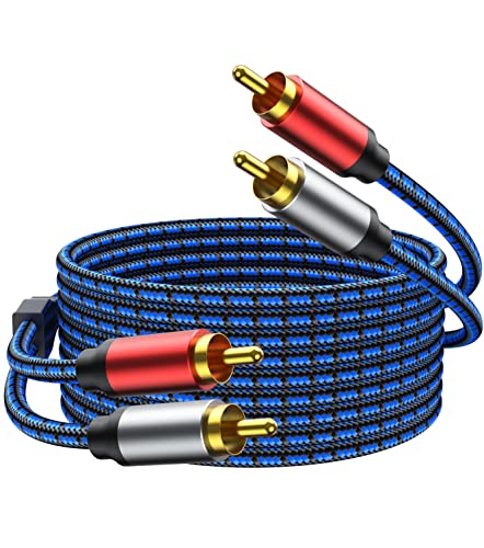NC XQIN RCA Cables 3.3ft - 2RCA Audio Cable Nylon Braided, Double Shielded 2RCA to 2RCA Audio Cable for Home Theater, HDTV, Amplifiers, Hi-Fi Systems, Speakers.