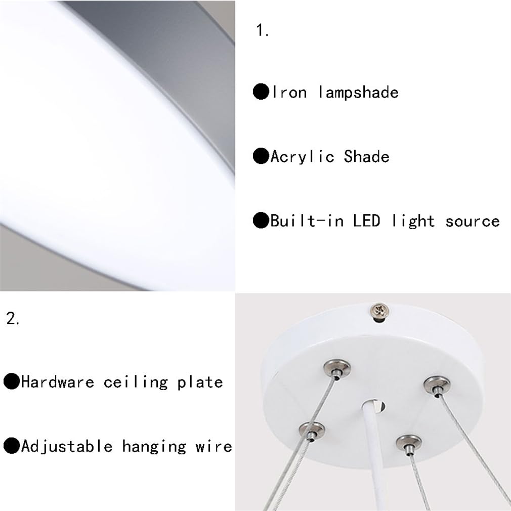 Szara liniowa lampa wisząca LED, nowoczesny styl, bardzo cienka, okrągły panel, łatwa instalacja, zimne białe światło, styl skandynawski, oświetlenie sufitowe do sali bilardowej