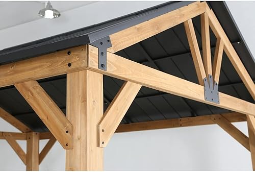 Miniatura 8 de Westerly Pabellón de glorieta de madera maciza para patio, terraza y patio trasero (12 x 10 pies)