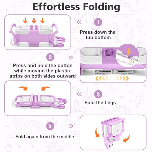 Image of Collapsible Baby Bathtub for Newborn, Foldable Baby Bath Tub with Thermometer & Soft Floating Cushion & Drain Hole, Portable Travel Infant Bath Tubs for Newborns to Toddlers 0-36 Months Girls