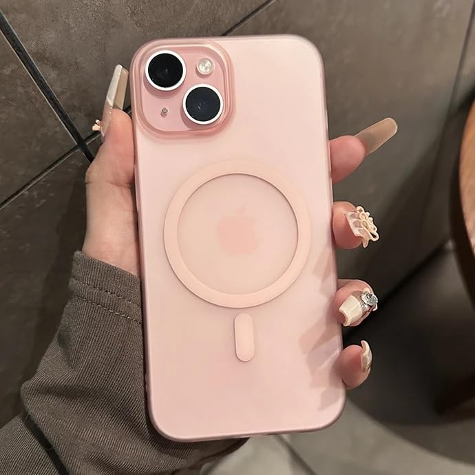 Image of COVERLY Luxury Hard Translucent Paper Thin Case Cover for iPhone 12 Pro | Matte Finish | Compatible with magsafe | (Pastel Pink, iPhone 12 Pro)