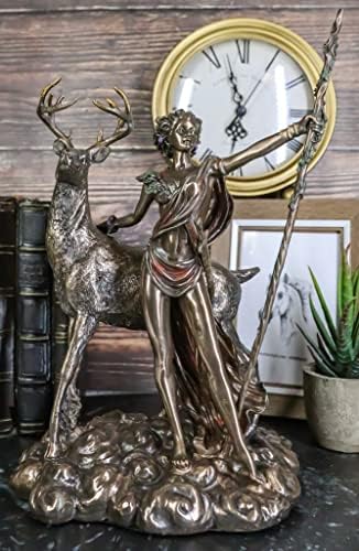 Ebros Greek Roman Goddess of The Hunt Moon and Nature Diana with Stag Statue Artemis The Huntress Sculpture 11.5" H