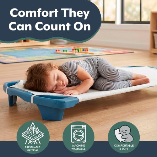 Image of Children's Factory Cot Sheets for Daycare, ABC, Set of 5 | Standard Size 50.5 inch x 22.5 inch Cot Sheets, Machine Washable PolyCotton Blend Toddler Cot Sheets, Daycare Essentials