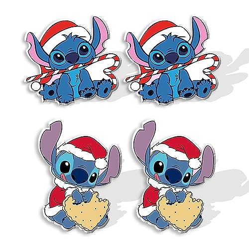 Ohana Means Family Stitch Earrings, Stitch Hoop Earrings, Stitch Christmas Xmas Earrings Jewelry for Girls Women (Xmas Earring)